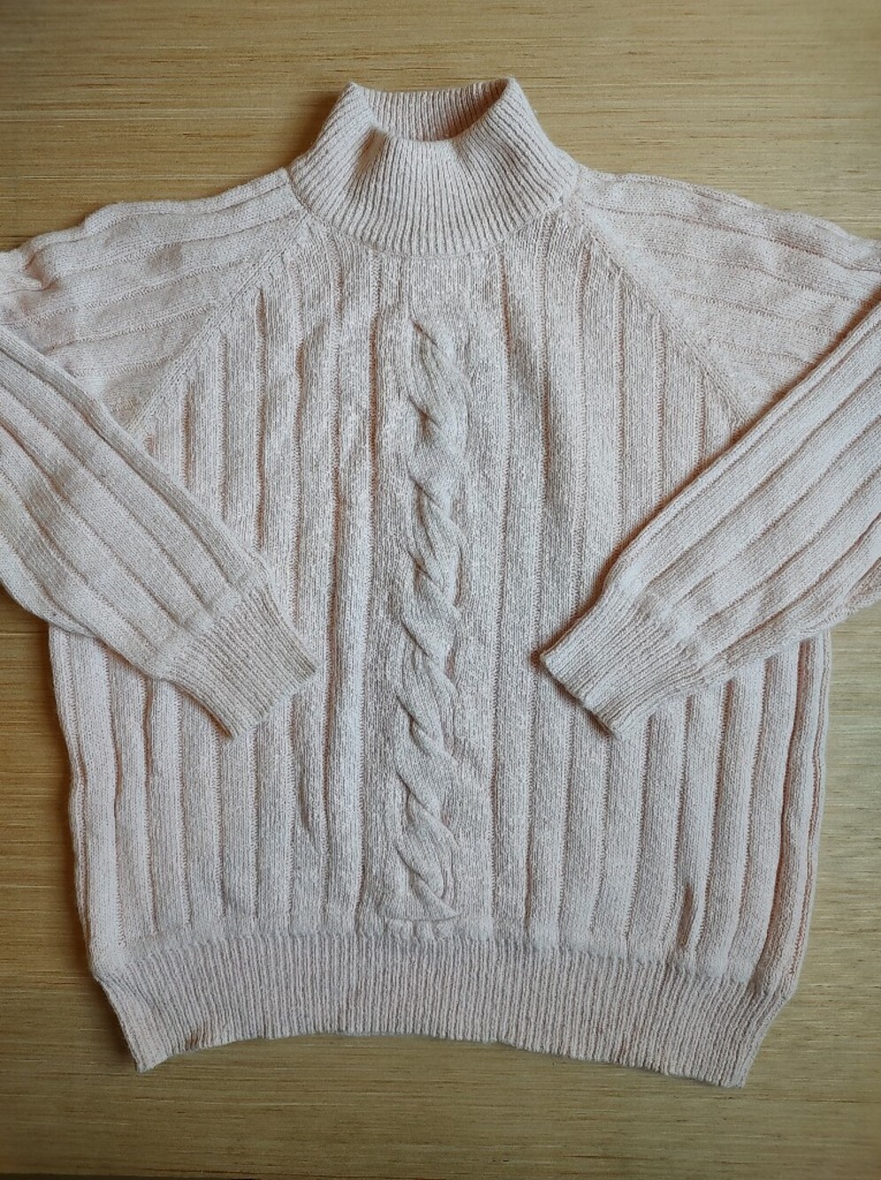 Segue Pullover Sweater Pale Pink Knit Lambs Wool Angora Silk Vintage Mock Neck L